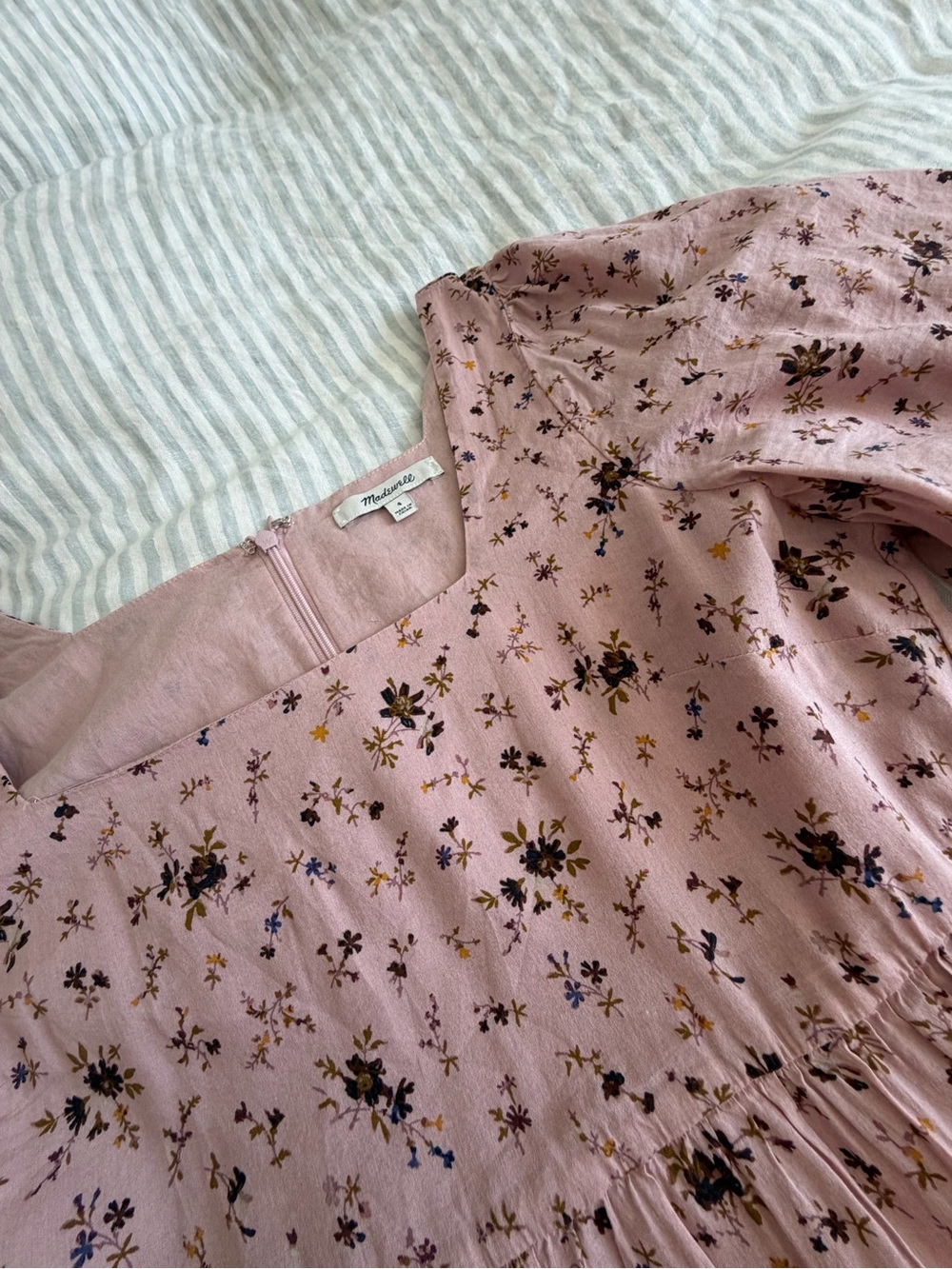 Madewell Pink Floral Puff Sleeve Dress - Picture 3 of 9